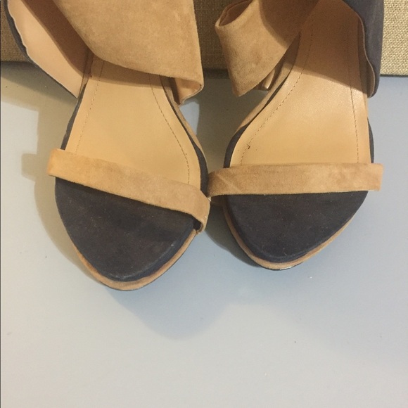 Zara Black & tan brown suede open‎ toe cross band platform stilettos size 41/10 - Picture 10 of 14